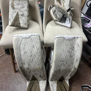Used Large Bauer Ultrasonic Goalie Leg Pads Pro Stock - Patera