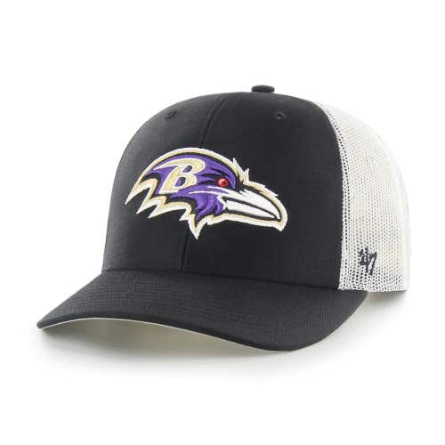 2024 Baltimore Ravens 47 Brand Black/White Mesh Cap