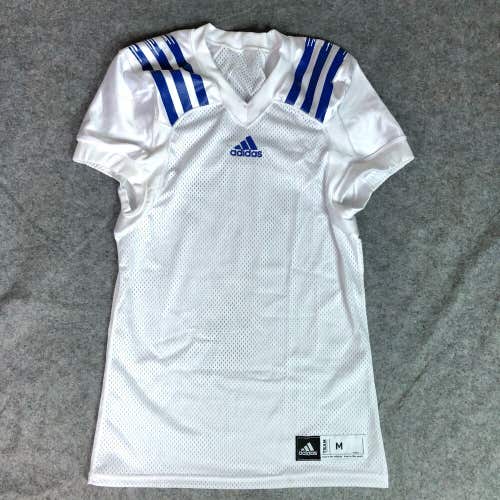 Adidas Mens Football Jersey Medium White Blue Short Sleeve Blank No Number Mesh
