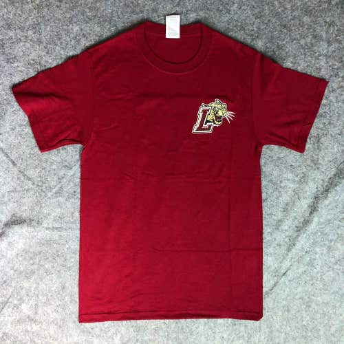 Lafayette Leopards Mens Shirt Small Red White Tee Short Sleeve NCAA Basketball
