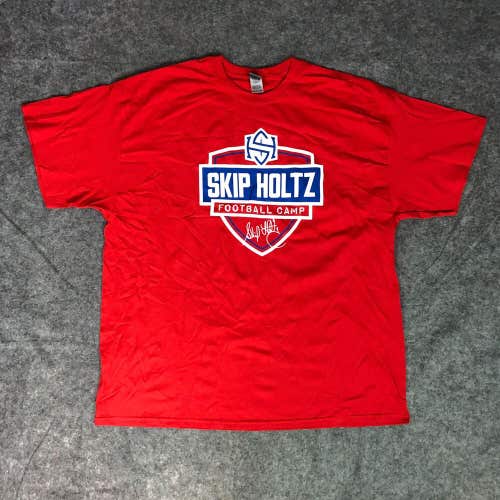 Skip Holtz Mens Shirt 2XL XXL Red Blue Tee Short Sleeve Football Graphic Top