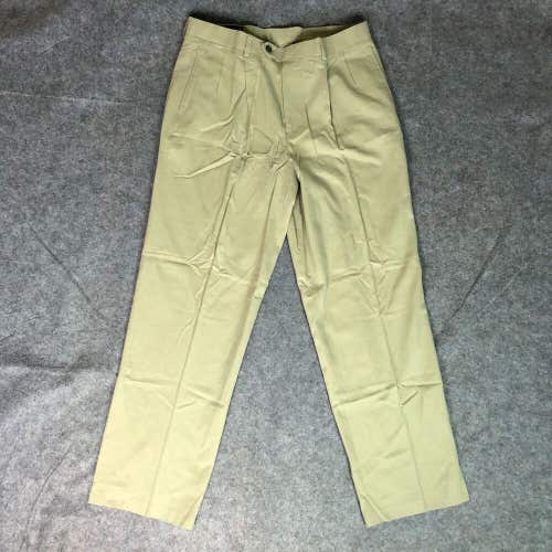 Cutter and Buck Mens Pants 34x31 Khaki Dress Straight Solid Pockets Cotton Blend