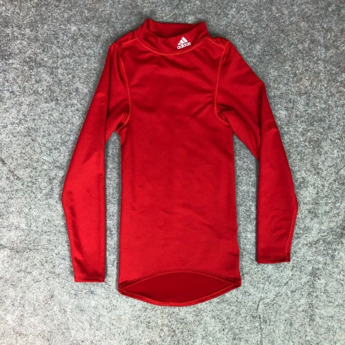 Adidas Mens Shirt Extra Small Red White Long Sleeve Compression Mock Climawarm D