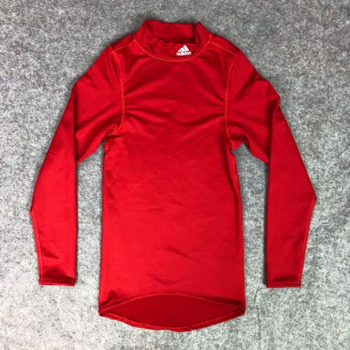 Adidas Mens Shirt Small Red White Long Sleeve Compression Mock Neck Climawarm A1