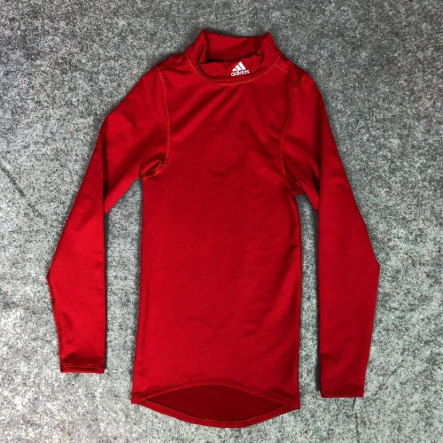 Adidas Mens Shirt Extra Small Red White Long Sleeve Compression Mock Climawarm E