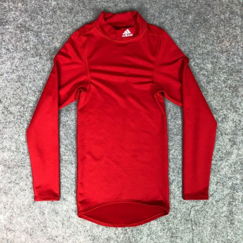 Adidas Mens Shirt Extra Small Red White Long Sleeve Compression Mock Climawarm F