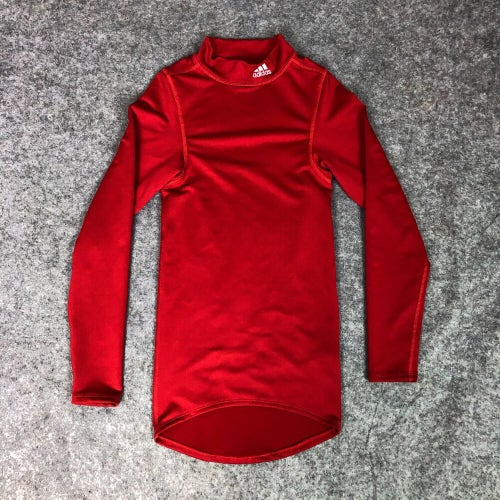 Adidas Mens Shirt Extra Small Red White Long Sleeve Compression Mock Climawarm A