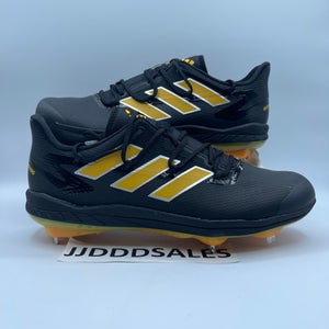 Adidas Adizero Afterburner 8 Baseball Cleats Metal H00974 Black Yellow Men’s Sz 12  New