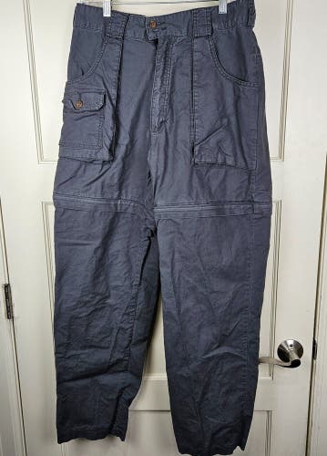 Cabela's Convertible Cargo Pants Mens 34x31 Pockets Gray Canvas Fishing Shorts