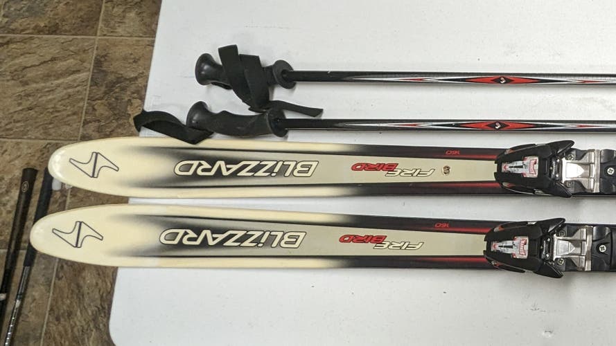 Blizzard Firebird R 160cm Skis w/ Marker Logic 3 M4.2 Bindings + Rossignol Poles