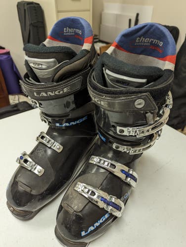 Men's Lange Vector 7 Softech 27.5 318mm Size 9.5 Ski Boots - Black Made In Italy