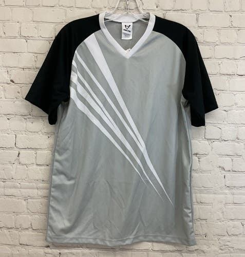 High Five Adult Unisex Size Small Gray Black White SS Vneck Soccer Jersey New