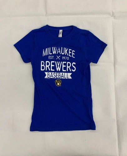 MLB Youth Kids Milwaukee Brewers Est. 1970 Tee Shirt L Blue 2616ROYAL