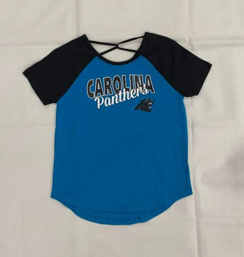 NFL Apparel Women's Carolina Panthers Script Logo SSleeve Shirt M Teal