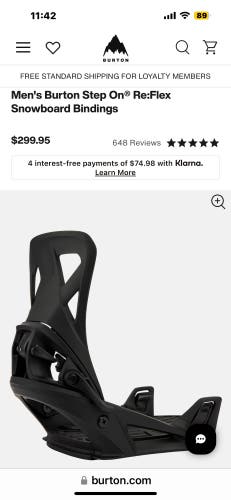 Men's Medium Burton All Mountain Step On Snowboard Bindings