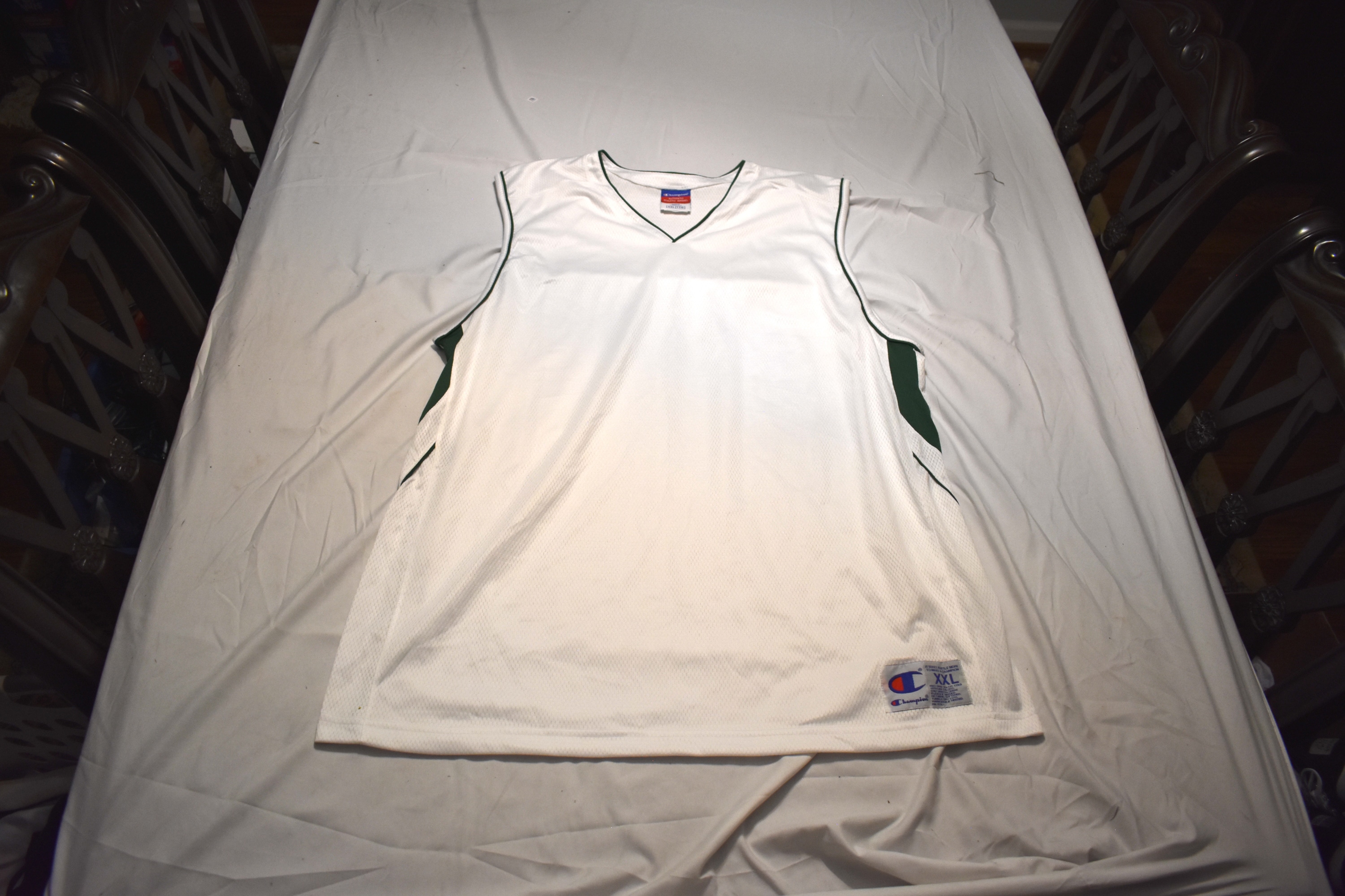 Champion Basketball Jersey, White/Green, Large