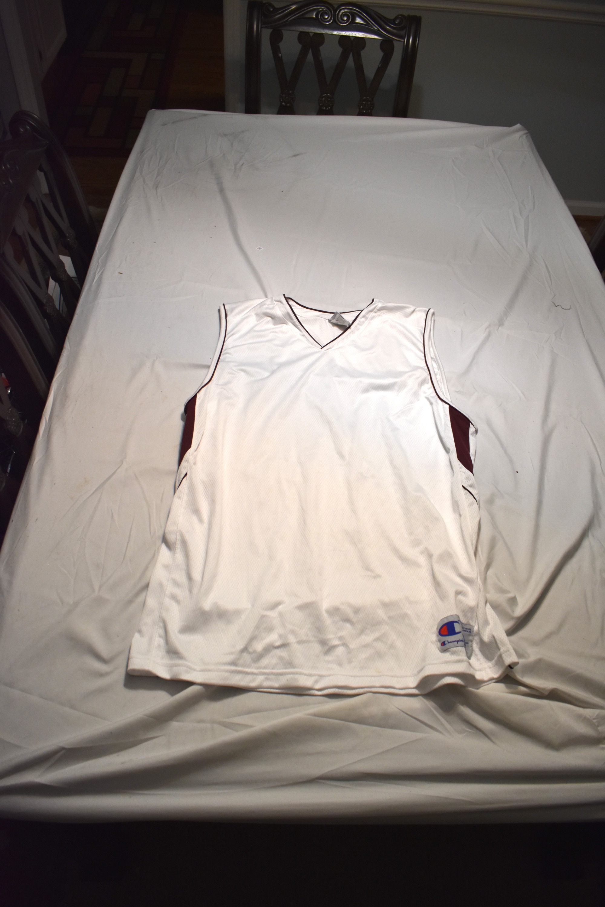 Champion Basketball Jersey, White/Maroon, XL
