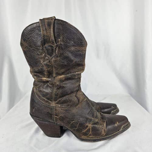 Durango Leather Crush RD3494 Brown Slouch Western Cowboy Boots Women's US 8 M