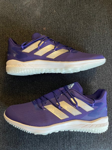 Adidas Adizero Afterburner Purple/Silver Turf Baseball Shoes Size 12