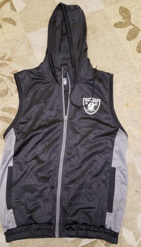 LADIES NFL RAIDERS SATIN CASUAL HOODIE SLEEVELESS JACKET S/CH PERFECT CONDITION