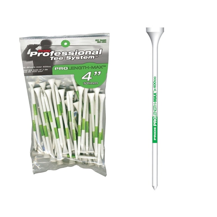 Pride Professional Tee System (4" White/Green 50pk tees) Pro Length-Max NEW