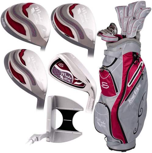 Tour Edge Moda Silk Complete Set (19pc, Silver/Ruby, Petite, Ladies) Golf NEW