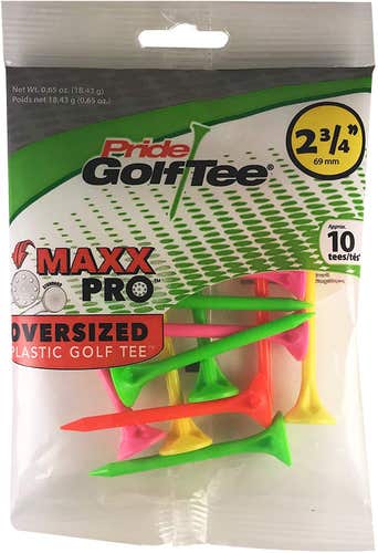 Pride Golf Maxx Pro Oversized Plastic Golf Tees (2 3/4", Neon, 10pk) NEW