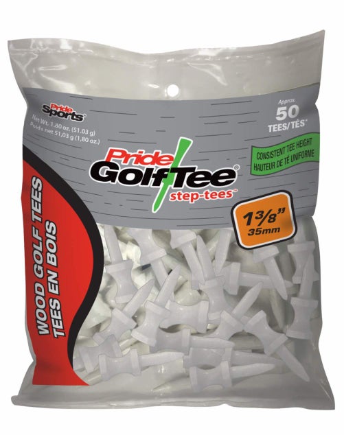 Pride Golf Step-tees (1 3/8", White, 50pk) Consistent Tee Height NEW
