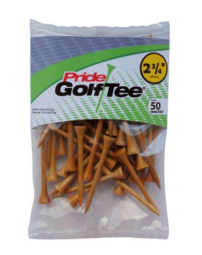 Pride Golf Tees (2.75", Natural, 50pk) 100% Solid Hardwood NEW