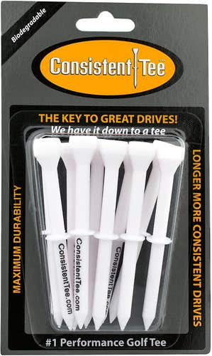 Consistent Golf Tee 3 1/4" (10 Pk, White) Perfect Height & Position Step-Tee NEW