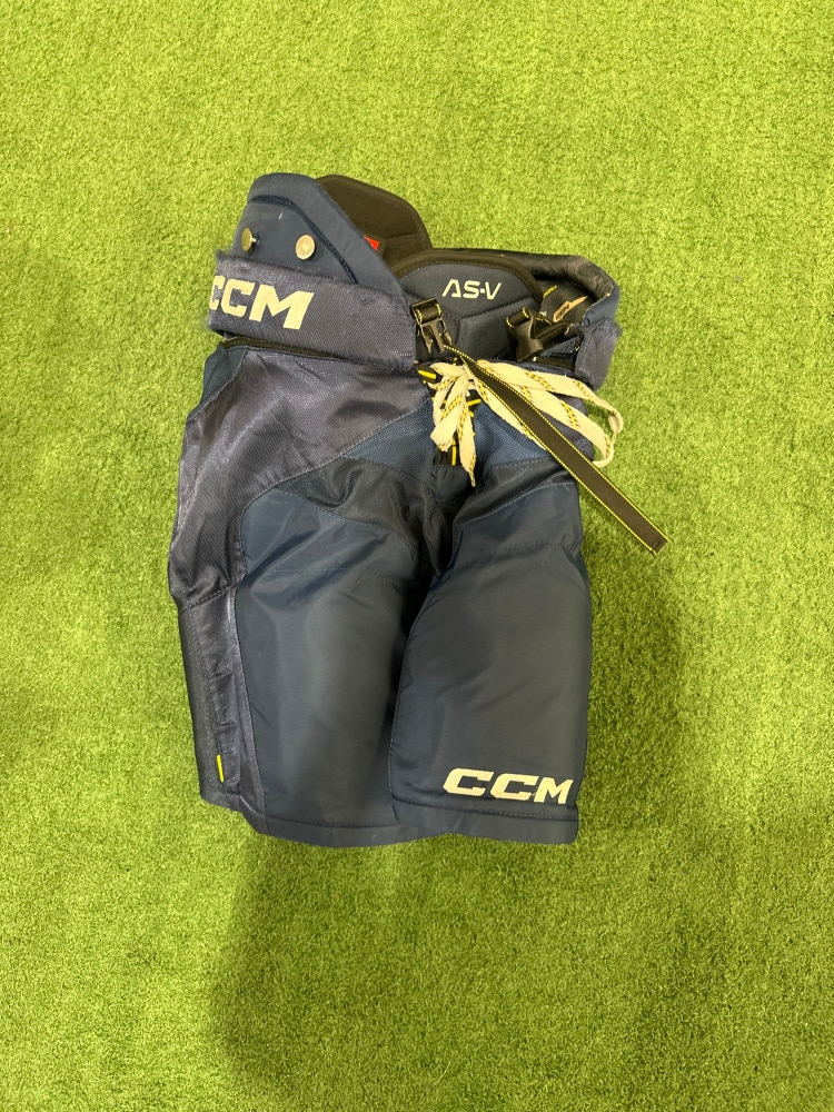 Blue Junior Used Large CCM Tacks AS-V Pro Hockey Pants