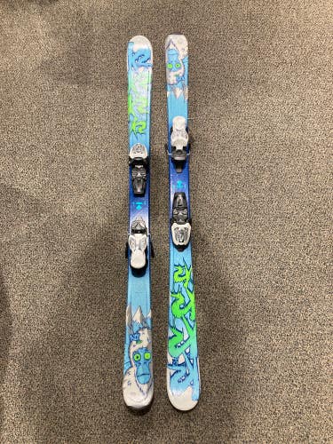 Used Kid's K2 Indy 136 cm Skis W/ Marker 7.0 Bindings