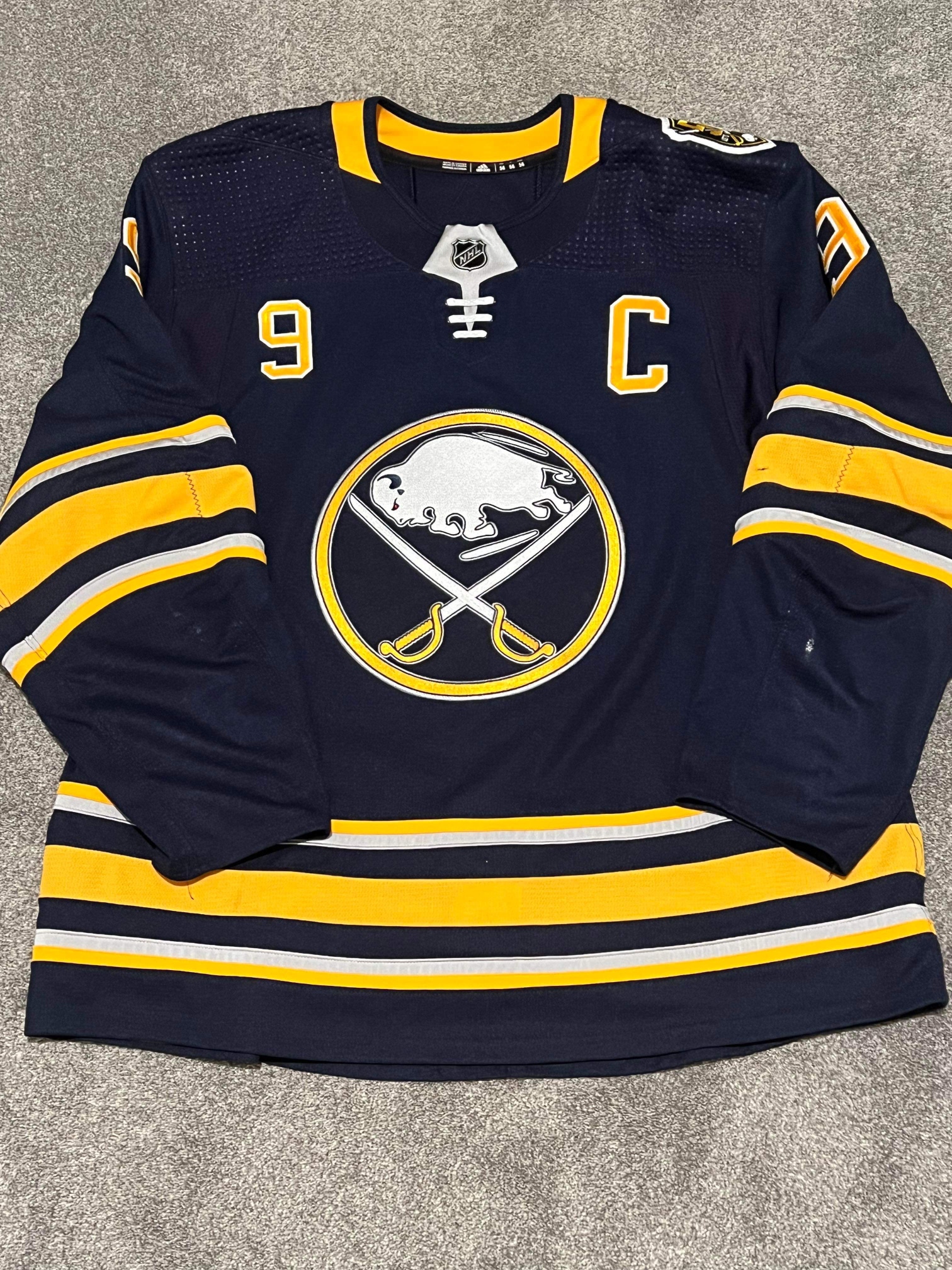 Matched 2019-20 Eichel Sabres 50th Anniversary Captain Set 2 Navy Jersey w/ LOA