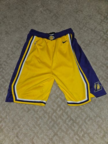 Los Angeles Lakers Youth Large Used Basketball Shortsellow Used Size 14 Boys Nike Shorts