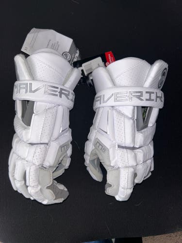 Maverik M6 12" Lacrosse Gloves Medium M New With Tags Lax White NWT