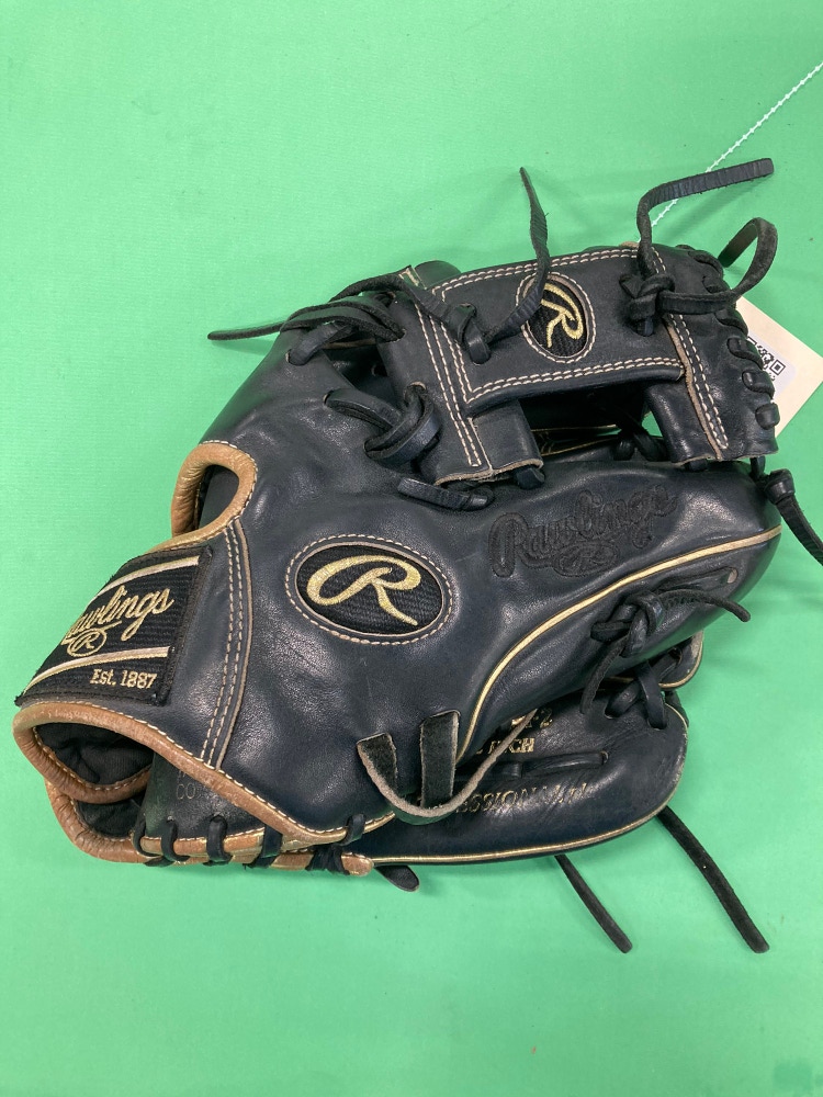 Black Used Rawlings Heart of the Hide Right Hand Throw Infield Baseball Glove 11.5"
