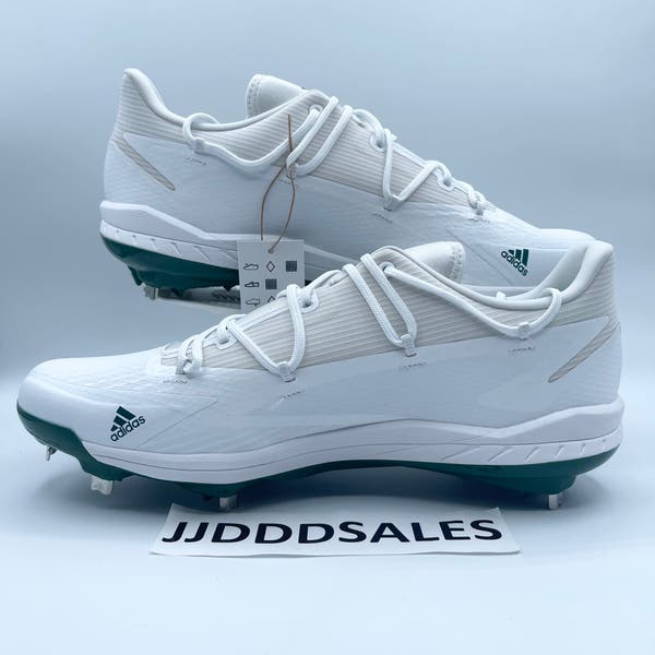 エール Adidas Adizero Afterburner 8 White Green Baseball Cleats