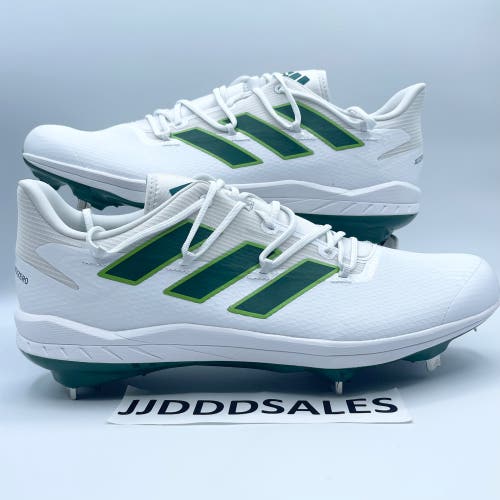 Adidas Adizero Afterburner 8 White Green Baseball Cleats H00973 Men’s Sz 13   New