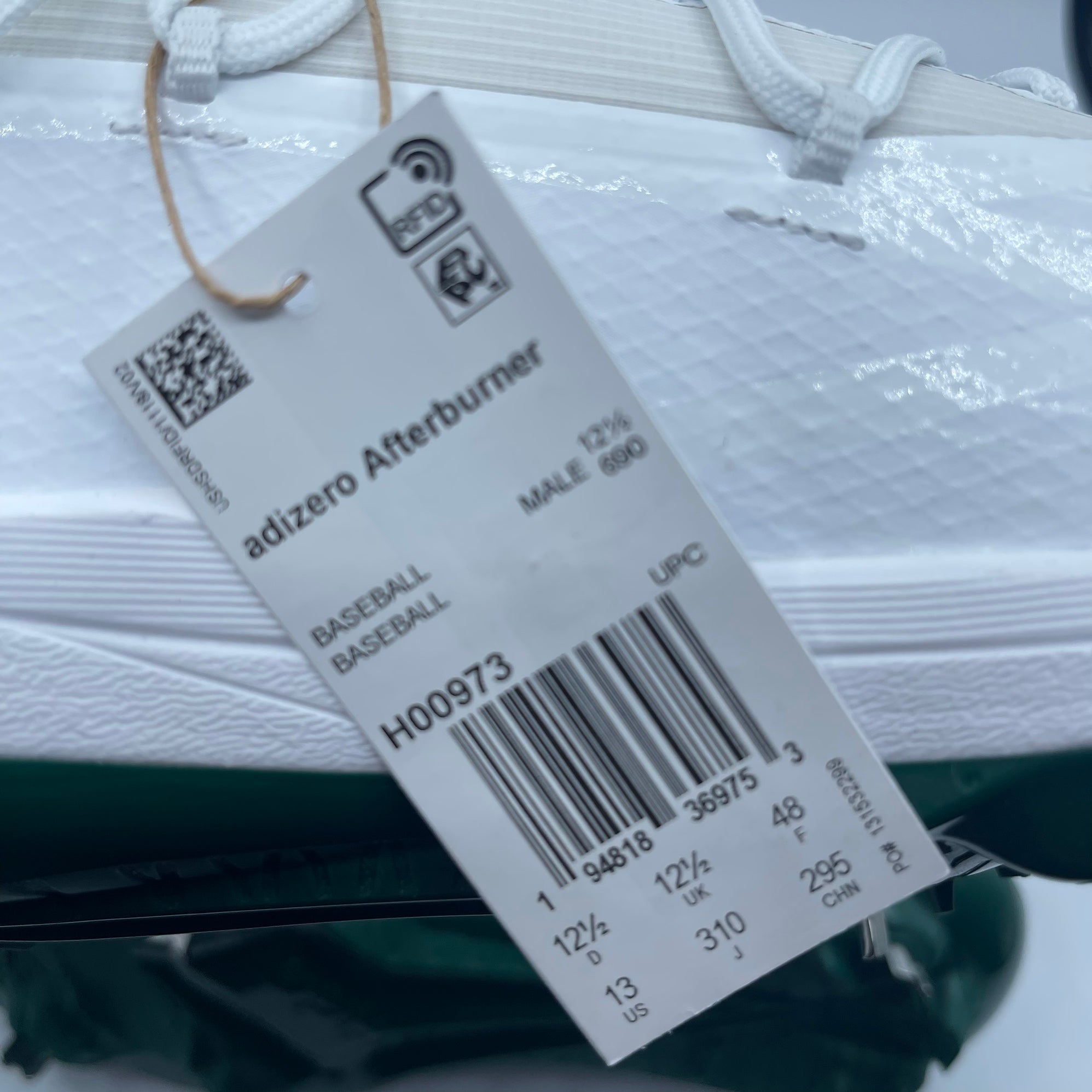 Adidas Men\'s‎ Adizero Afterburner 8 Metal Baseball Cleats White/Green Size 14 Mint Adidas Adizero Afterburner 8 | Stadium Custom Kicks main image 3