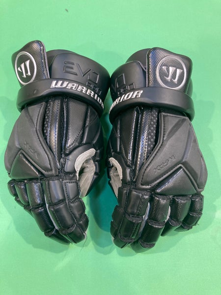 Black Used Warrior Evo Pro Lacrosse Gloves Extra Large