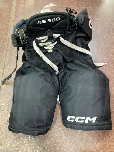 Black Junior Used Large CCM Tacks AS 580 Hockey Pants