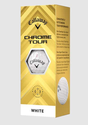 Callaway Chrome Tour Golf Balls (White, 3pk) 1 Sleeve 2024  NEW
