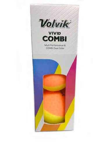 Volvik Vivid Combi Golf Balls (Orange/Yellow, 3pk) 1 Sleeve NEW