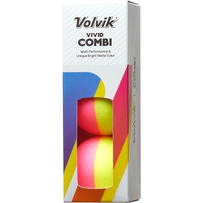 Volvik Vivid Combi Golf Balls (Pink/Yellow, 3pk) 1 Sleeve NEW