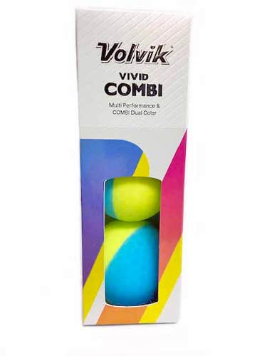 Volvik Vivid Combi Golf Balls (Blue/Yellow, 3pk) 1 Sleeve NEW