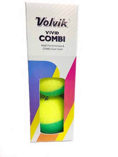 Volvik Vivid Combi Golf Balls (Green/Yellow, 3pk) 1 Sleeve NEW