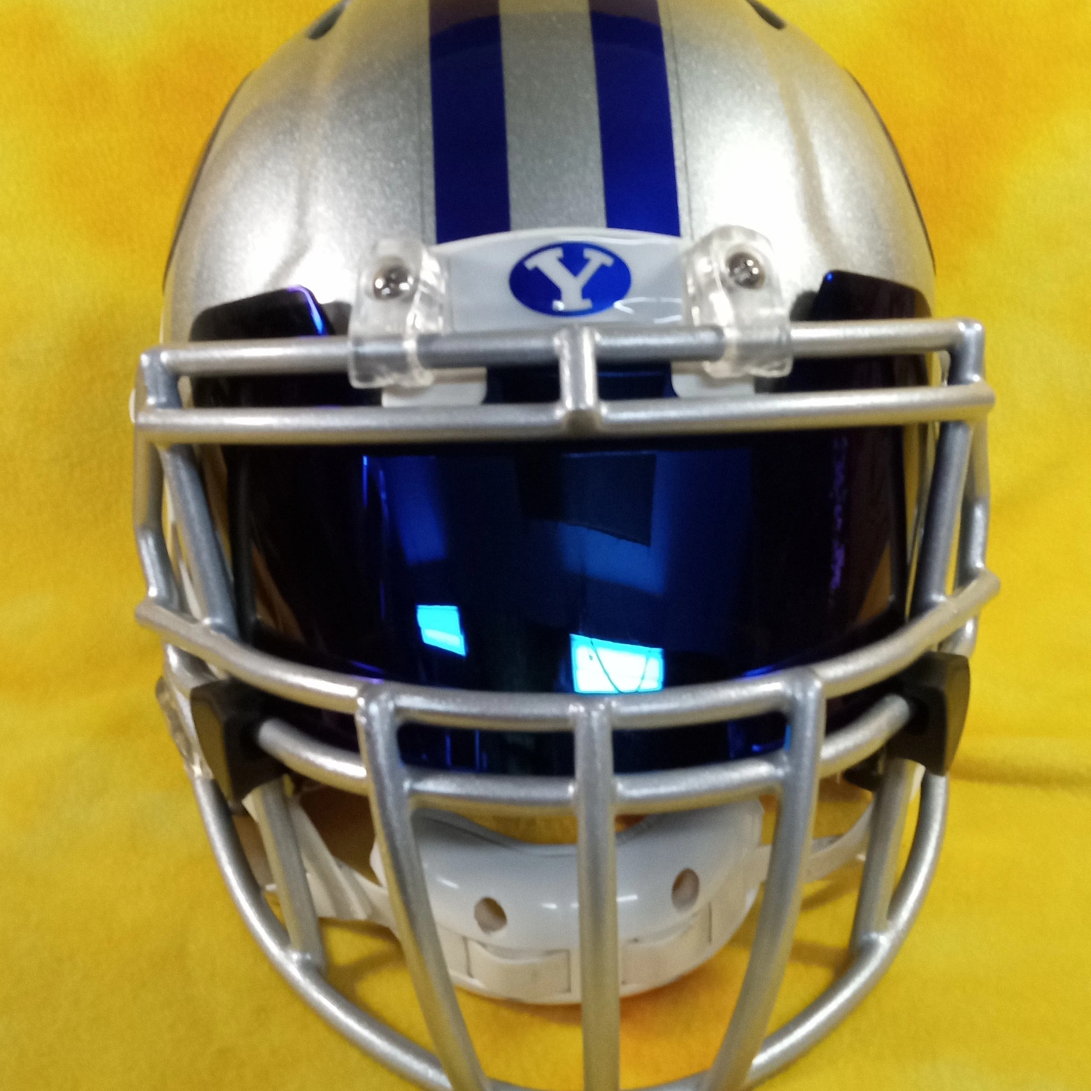 BYU Cougars Super Custom fullsize football helmet Riddell Speed silver blue med