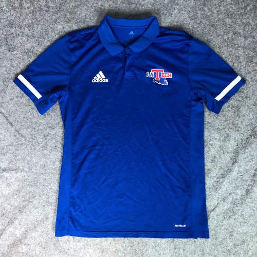 Louisiana Tech Bulldogs Mens Shirt Medium Adidas Polo Blue White Football NCAA