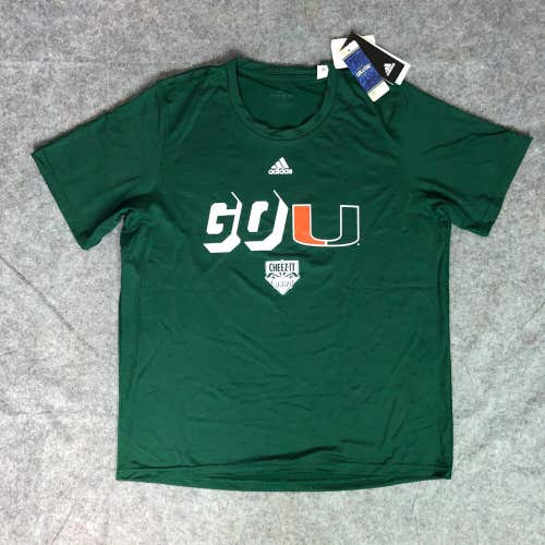 Miami Hurricanes Womens Shirt Extra Large Adidas Green Tee Short Sleeve Football