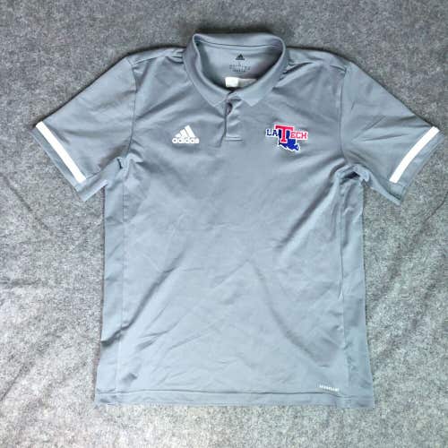 Louisiana Tech Bulldogs Mens Shirt Large Adidas Polo Gray White Football NCAA